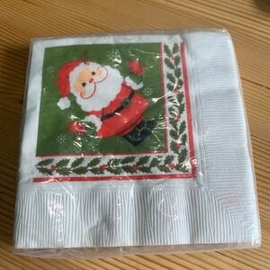 Vintage Ambassador Hallmark Christmas Napkins Santa Claus Red Bird 15ct 10in